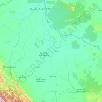 Carte topographique El Beni, altitude, relief