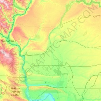 Carte topographique Grant County, altitude, relief