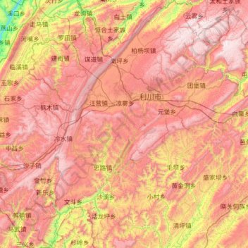 Carte topographique Lichuan City, altitude, relief