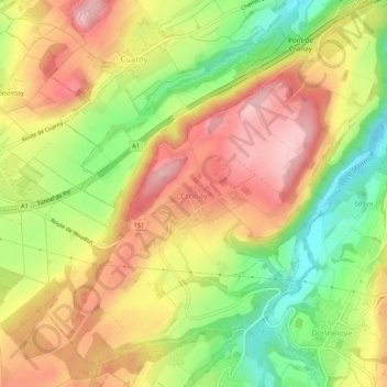 Carte topographique Cronay, altitude, relief