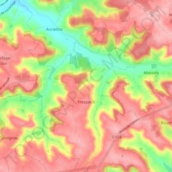 Carte topographique Frespech, altitude, relief