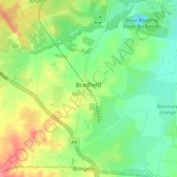 Carte topographique Bradfield, altitude, relief
