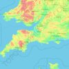 Carte topographique South West England, altitude, relief