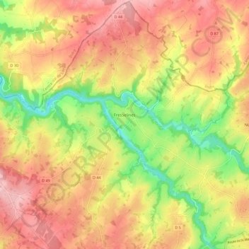 Carte topographique Fresselines, altitude, relief