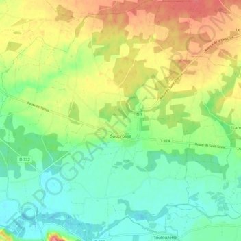 Carte topographique Souprosse, altitude, relief