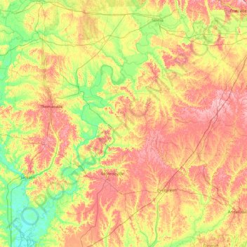 Carte topographique Alabama River, altitude, relief