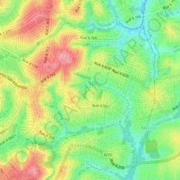 Carte topographique Mimboman, altitude, relief