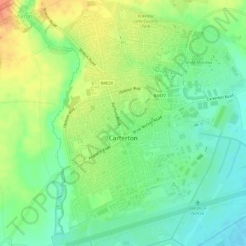 Carte topographique Carterton, altitude, relief