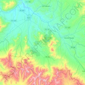 Carte topographique Espinar, altitude, relief
