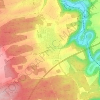 Carte topographique Villingendorf, altitude, relief