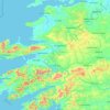 Carte topographique Comté de Kerry, altitude, relief
