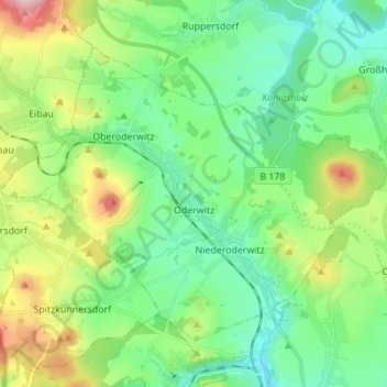 Carte topographique Oderwitz, altitude, relief