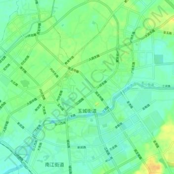 Carte topographique Yucheng Subdistrict, altitude, relief
