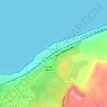 Carte topographique Costa del Sol, altitude, relief