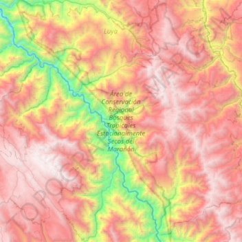 Carte topographique Regional Conservation Area of Seasonally Dry Tropical Forests of the Marañón, altitude, relief