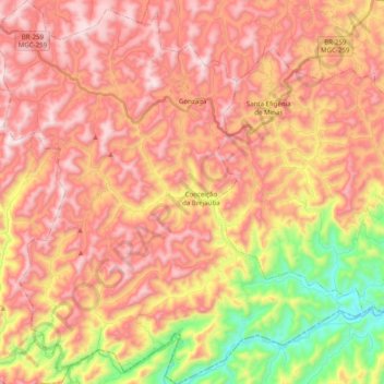 Carte topographique Gonzaga, altitude, relief
