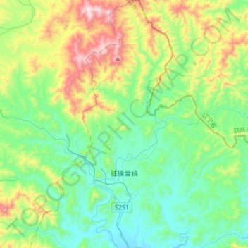 Carte topographique Zhucaoying, altitude, relief