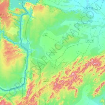Carte topographique Veldurthi, altitude, relief