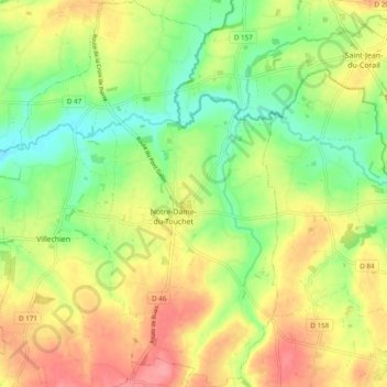 Carte topographique Notre-Dame-du-Touchet, altitude, relief