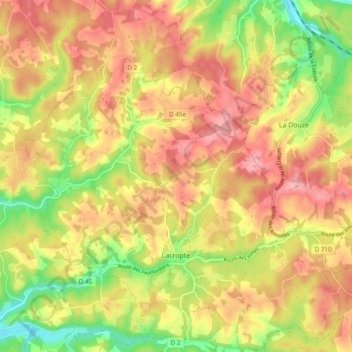 Carte topographique Lacropte, altitude, relief