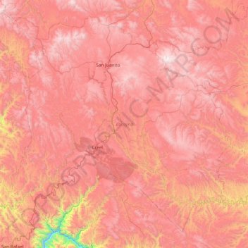 Carte topographique Bocoyna, altitude, relief