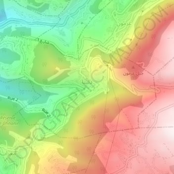 Carte topographique Dlebta, altitude, relief