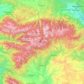 Carte topographique National Park Rila, altitude, relief