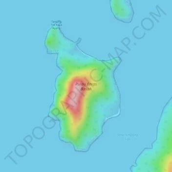 Carte topographique Pulau Beras Basah, altitude, relief