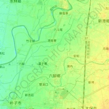 Carte topographique Liujiao Township, altitude, relief
