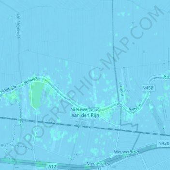 Carte topographique Nieuwerbrug aan den Rijn, altitude, relief