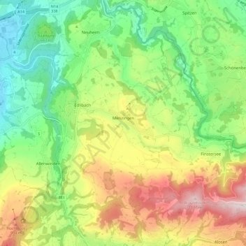 Carte topographique Menzingen, altitude, relief