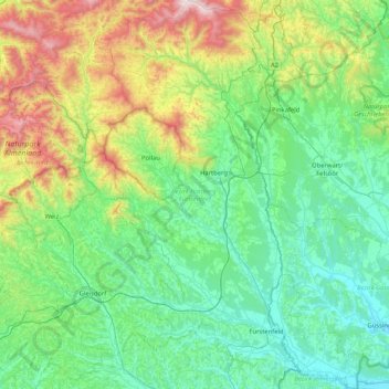 Carte topographique Hartberg-Fürstenfeld, altitude, relief