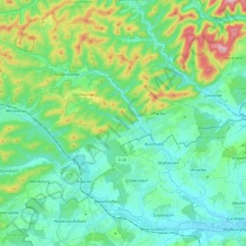 Carte topographique 67340, altitude, relief