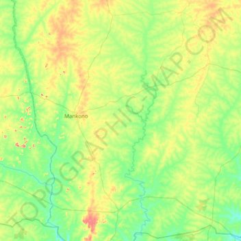 Carte topographique Mankono, altitude, relief