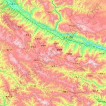 Carte topographique Honghe County, altitude, relief