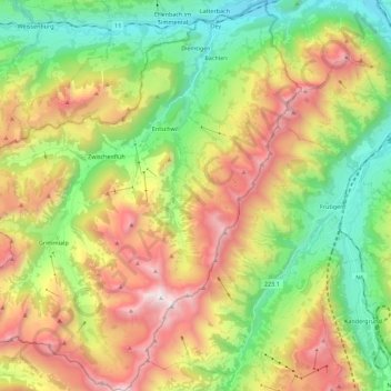 Carte topographique Diemtigen, altitude, relief