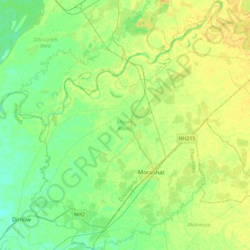 Carte topographique Moran, altitude, relief