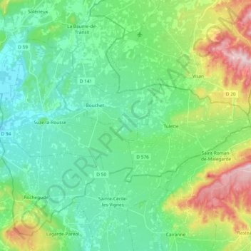 Carte topographique 26790, altitude, relief