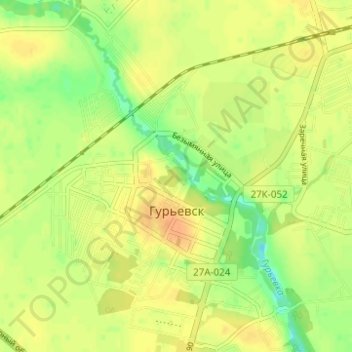 Carte topographique Gurjewsk, altitude, relief