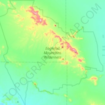 Carte topographique Eagletail Mountains Wilderness, altitude, relief