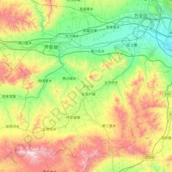 Carte topographique Huai'an County, altitude, relief