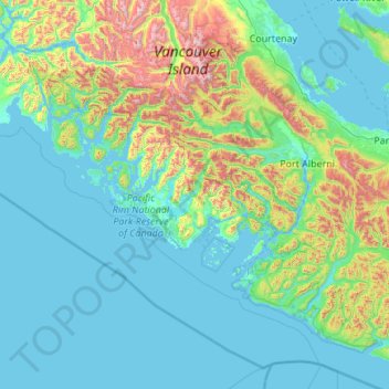 Carte topographique Alberni-Clayoquot Regional District, altitude, relief