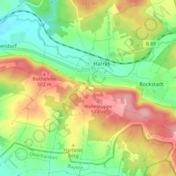 Carte topographique Harras, altitude, relief
