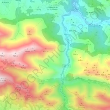 Carte topographique Meré, altitude, relief