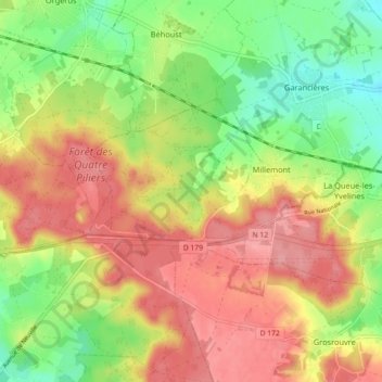 Carte topographique 78940, altitude, relief