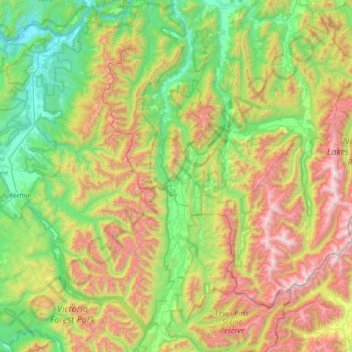 Carte topographique Maruia River, altitude, relief