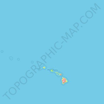 Carte topographique Honolulu County, altitude, relief