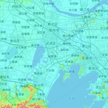 Carte topographique 常州市 / Changzhou, altitude, relief