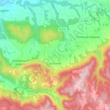 Carte topographique La Touche, altitude, relief