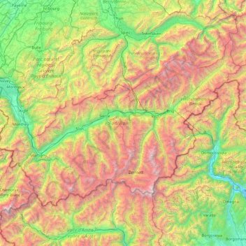Carte topographique Valais/Wallis, altitude, relief